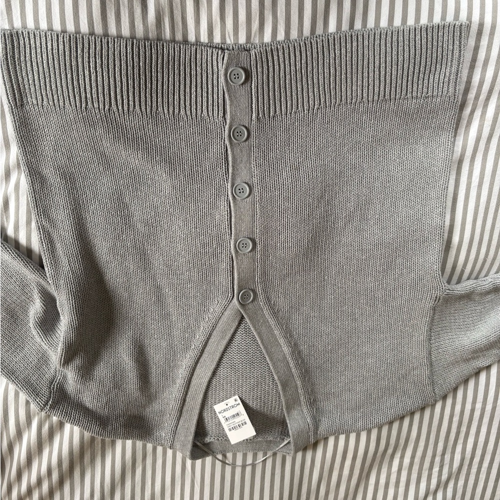 Caslon Light Gray Button-Up Cardigan